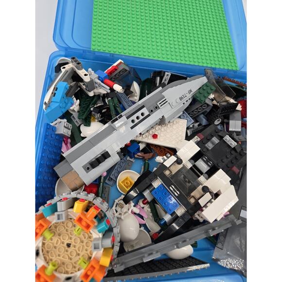 Blue Lego Project Case With Base Plate And Random Legos - Picture 5 of 7